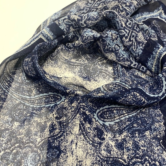 Dress Barn Navy Blue Paisley Sheer Tunic W 1X Tie at Neck BEACH BOHO - Picture 5 of 10